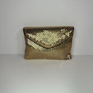 Vintage Gold Mesh Clutch Purse with Chain Strap